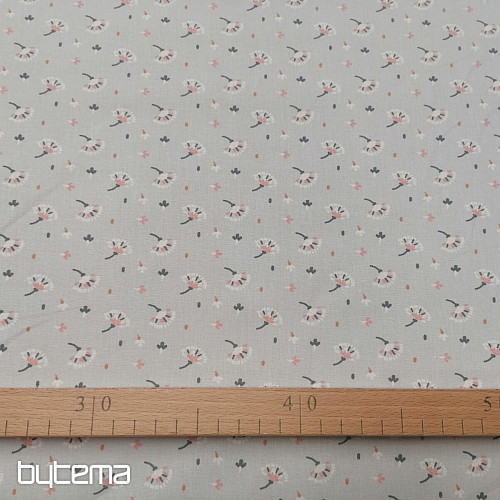 Cotton fabric Gray braid