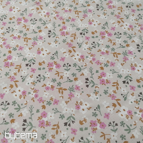 Cotton fabric Zalia flowers natural