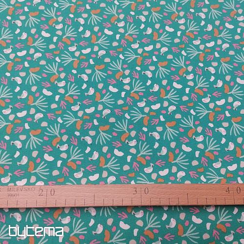 Cotton fabric BIRDS LIPO green