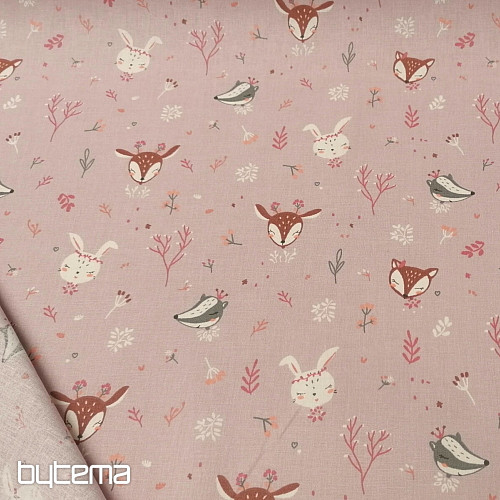 Lilac animals cotton fabric