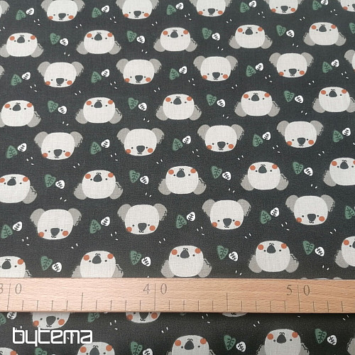 Cotton fabric Koala Kiwak black