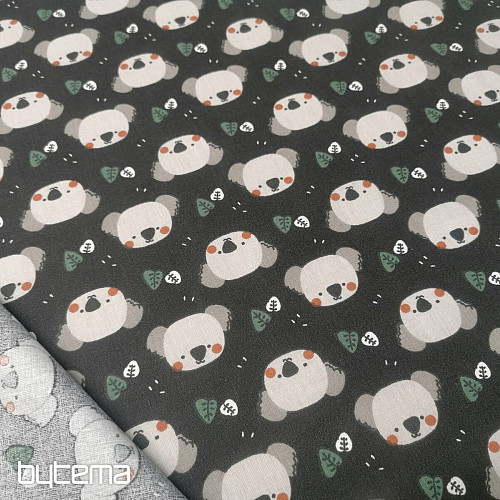 Cotton fabric Koala Kiwak black