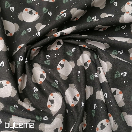 Cotton fabric Koala Kiwak black