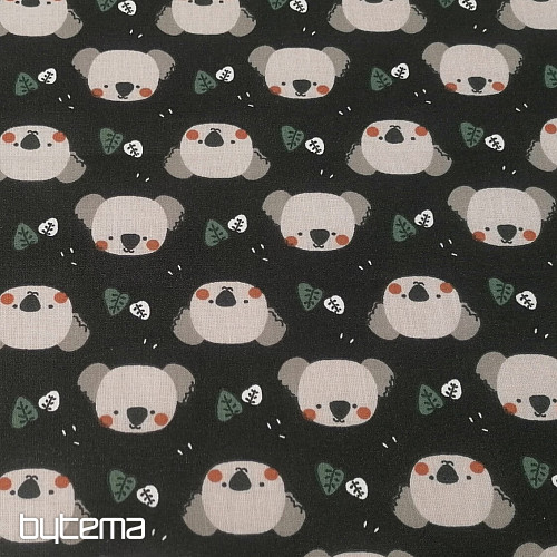Cotton fabric Koala Kiwak black