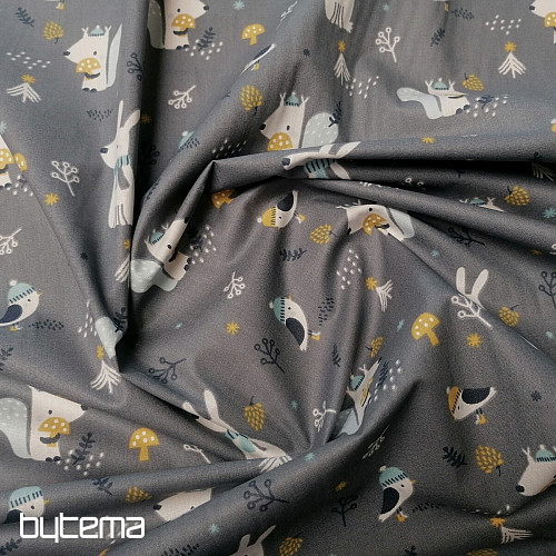 Cotton fabric Squirrel Woody in winter