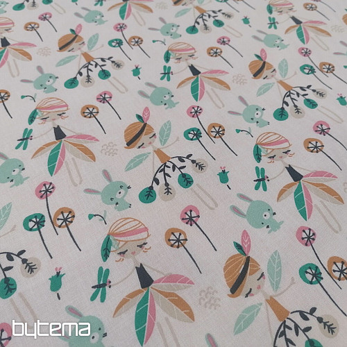 Cotton fabric Forest Fairy Jaelle turquoise