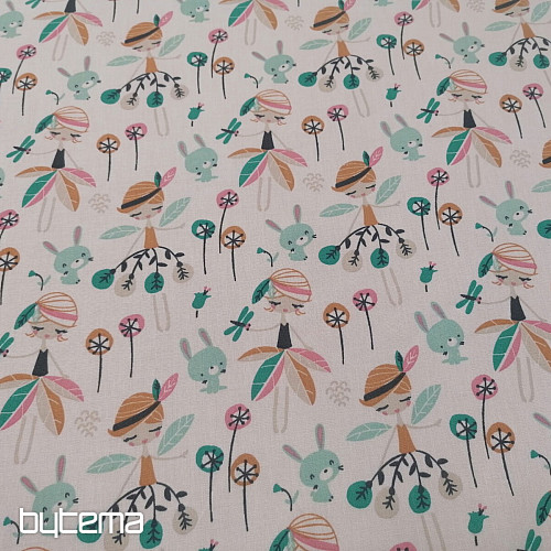 Cotton fabric Forest Fairy Jaelle turquoise