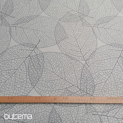 Decorative fabric BLACK OUT Gray leaves