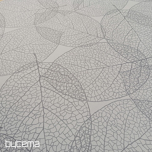 Decorative fabric BLACK OUT Gray leaves