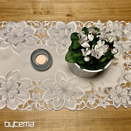 Embroidered Christmas tablecloth Silver Star