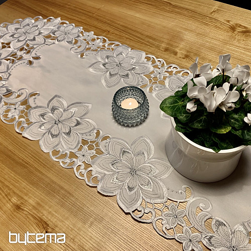 Embroidered Christmas tablecloth Silver Star