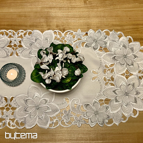 Embroidered Christmas tablecloth Silver Star