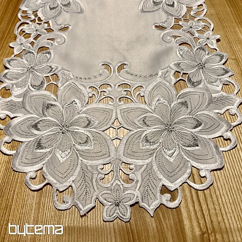 Embroidered Christmas tablecloth Silver Star