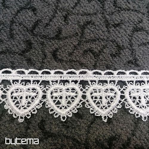 Lace 5191/01 - 3 cm white heart