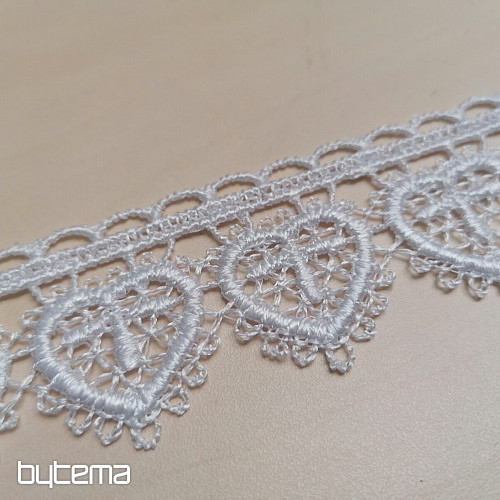 Lace 5191/01 - 3 cm white heart