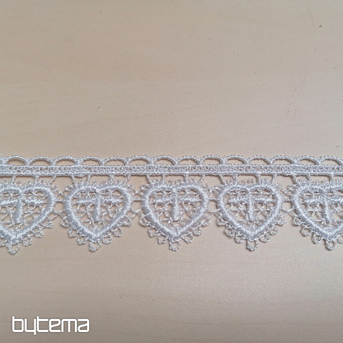 Lace 5191/01 - 3 cm white heart
