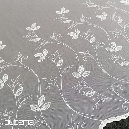 Luxury embroidered white curtain - flower 11775