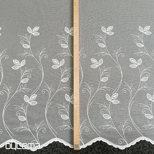 Luxury embroidered white curtain - flower 11775