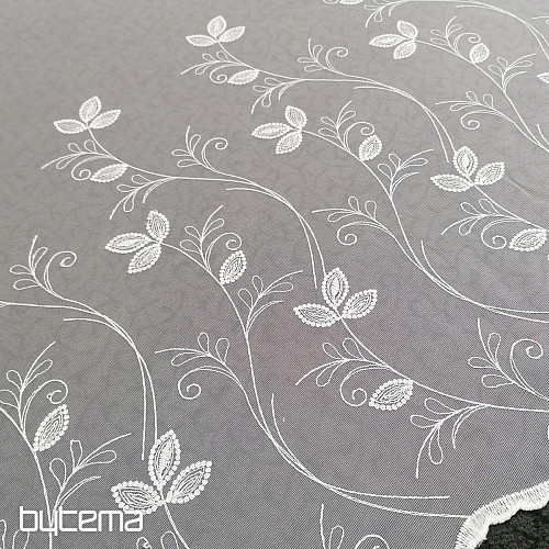Luxury embroidered white curtain - flower 11775