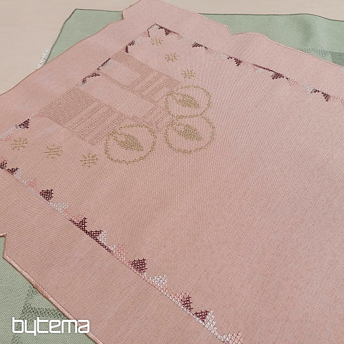 Embroidered salmon tablecloths and shawls