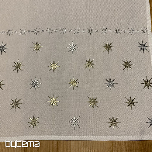 Embroidered Christmas tablecloth white with stars