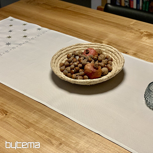 Embroidered Christmas tablecloth white with stars
