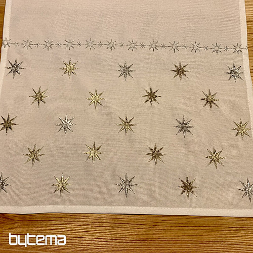 Embroidered Christmas tablecloth white with stars