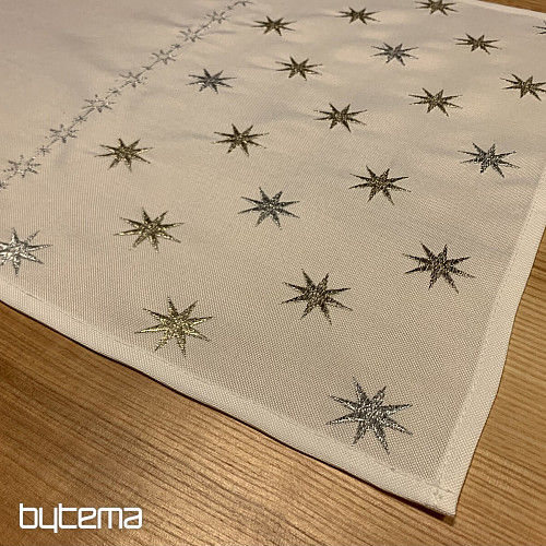 Embroidered Christmas tablecloth white with stars