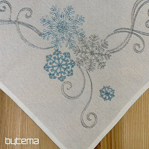 Embroidered Christmas tablecloth blue-silver
