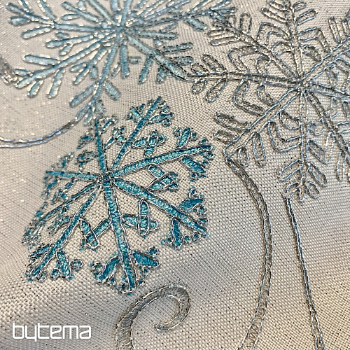 Embroidered Christmas tablecloth blue-silver