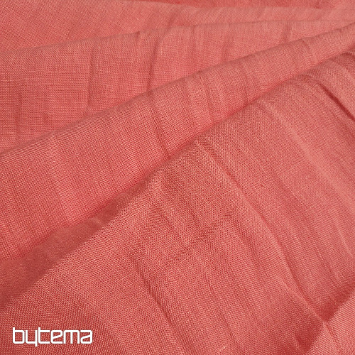 Linen fabric - pink CORAL