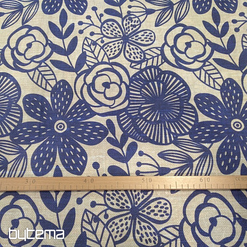 Decorative fabric PIPO BLUE FLOWER
