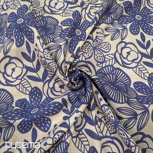 Decorative fabric PIPO BLUE FLOWER