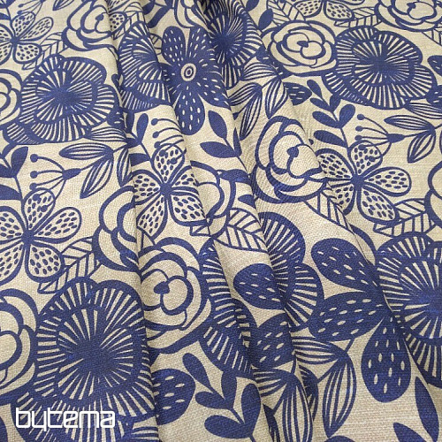 Decorative fabric PIPO BLUE FLOWER