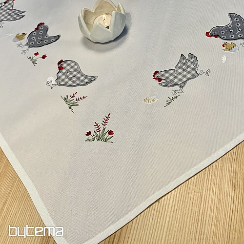 Embroidered tablecloths and shawls HENS embroidered gray