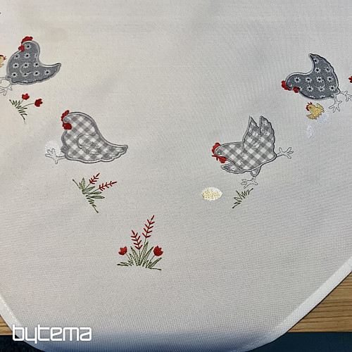 Embroidered tablecloths and shawls HENS embroidered gray