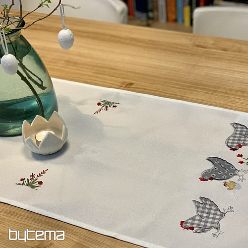 Embroidered tablecloths and shawls HENS embroidered gray