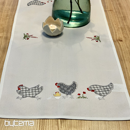 Embroidered tablecloths and shawls HENS embroidered gray
