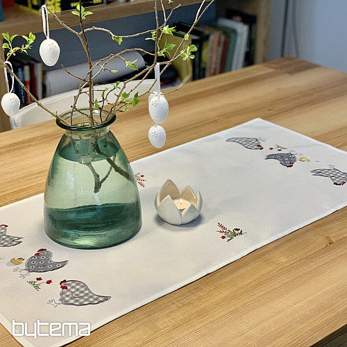 Embroidered tablecloths and shawls HENS embroidered gray