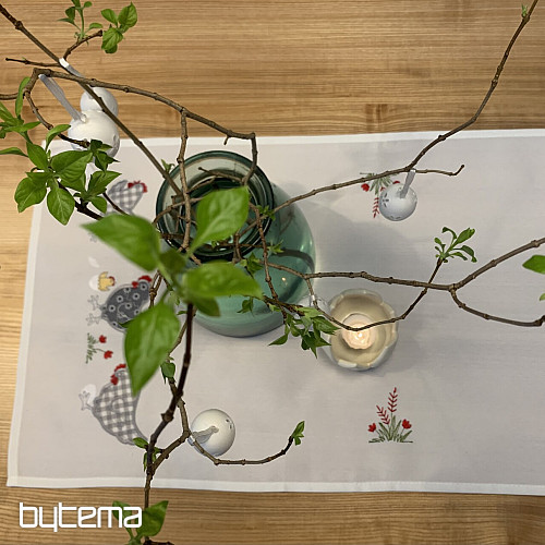 Embroidered tablecloths and shawls HENS embroidered gray