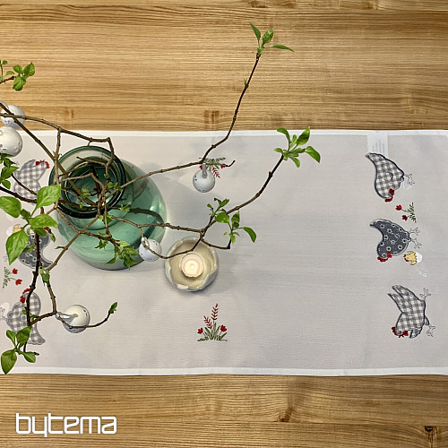 Embroidered tablecloths and shawls HENS embroidered gray