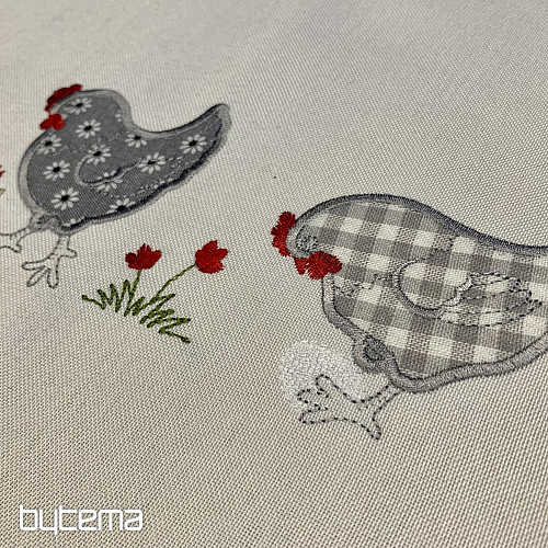 Embroidered tablecloths and shawls HENS embroidered gray