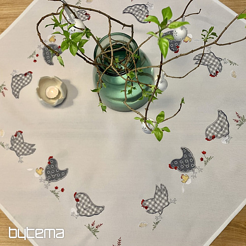 Embroidered tablecloths and shawls HENS embroidered gray