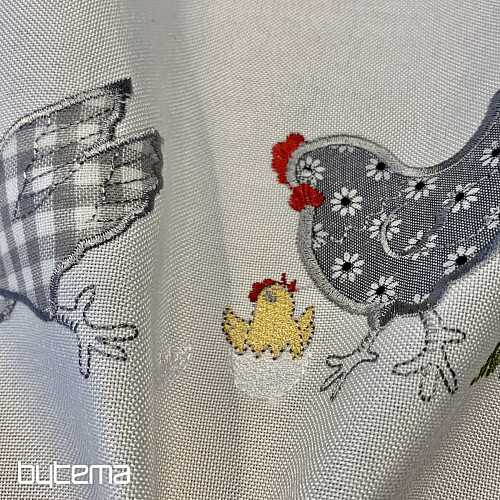 Embroidered tablecloths and shawls HENS embroidered gray