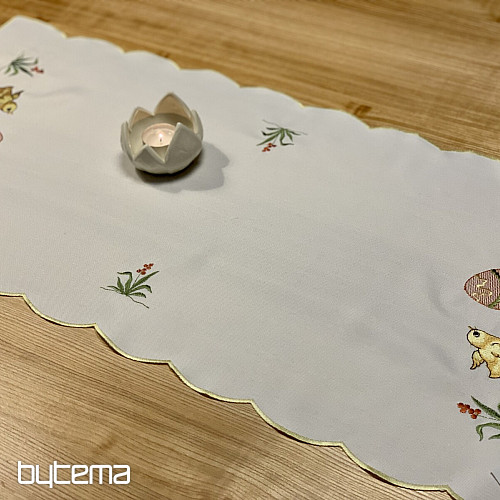 Embroidered tablecloths and scarves CHICKEN yellow