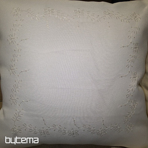 Embroidered cover FLOWERS white 40x40