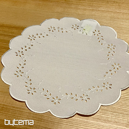 Embroidered tablecloth and oval EMBROIDERED FLOWERS white