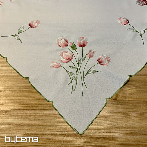 Embroidered tablecloth and oval embroidered TULIPS