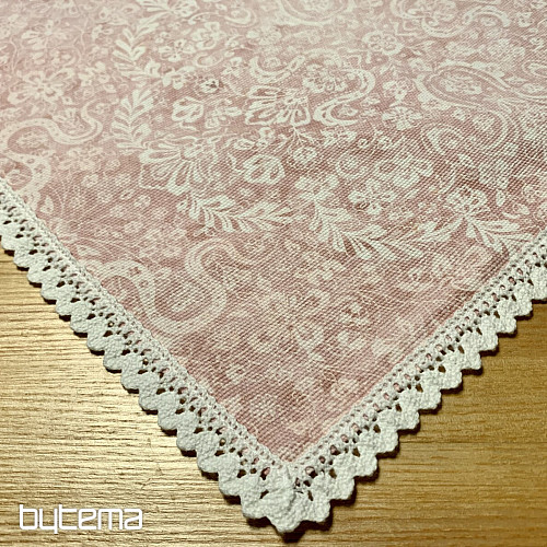 Old pink tablecloth with lace 70x70