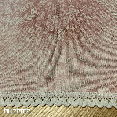 Old pink tablecloth with lace 70x70